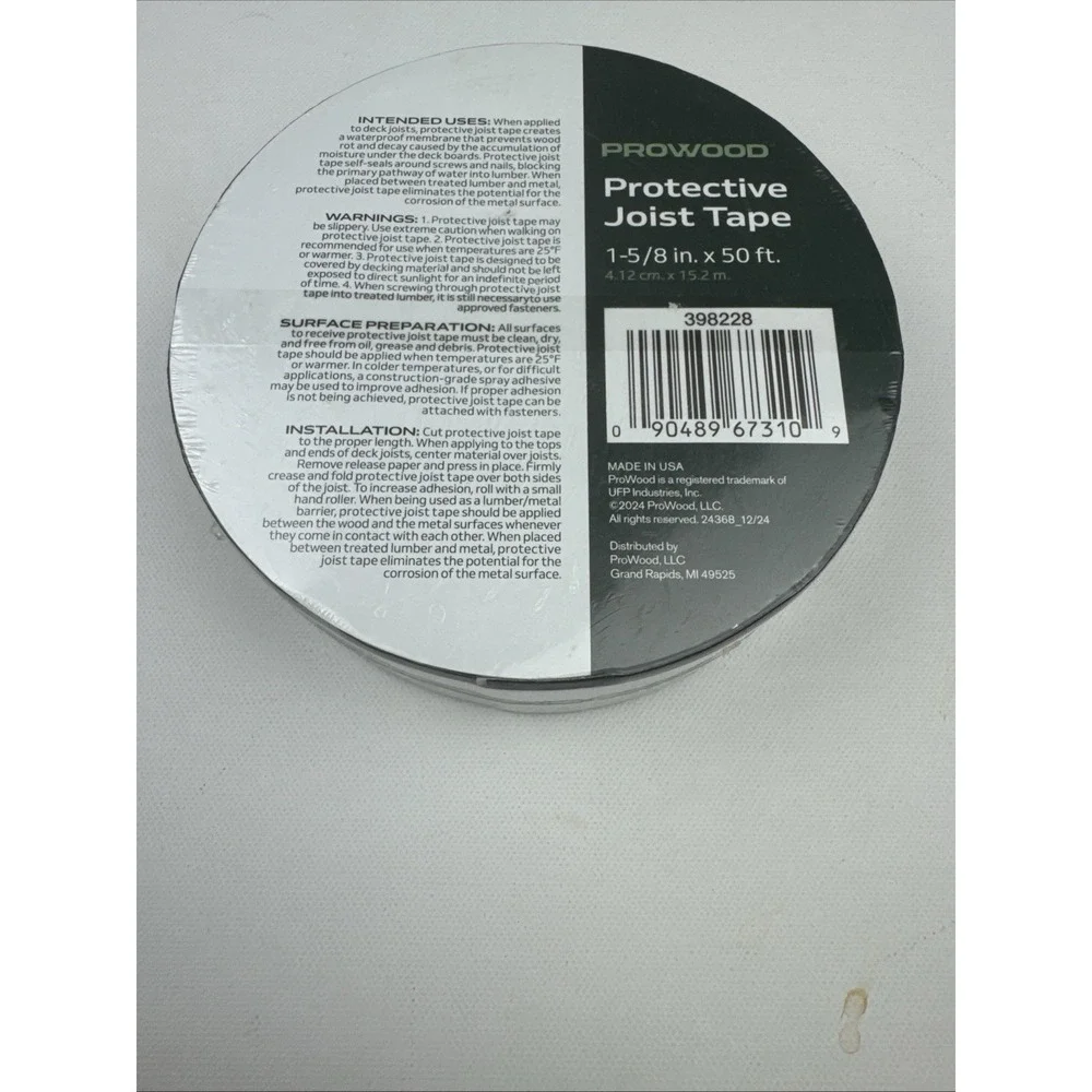 Prowood 1-5/8 in. x 50 ft. Black Butyl Deck Protective Joist Tape 398228